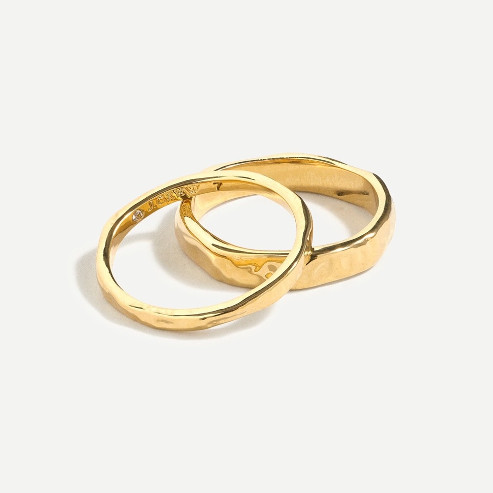 J. Crew Hammered Texture Burnished Gold Ring Set Size 6 NWOT